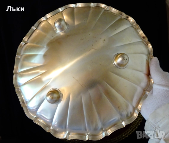 Посребрена фруктиера 30 см.,520 гр. , снимка 3 - Антикварни и старинни предмети - 51597295