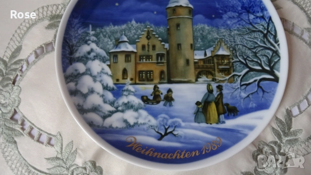 Vintage колекционерски коледни чинии за стена от Tettau, снимка 10 - Декорация за дома - 52300512