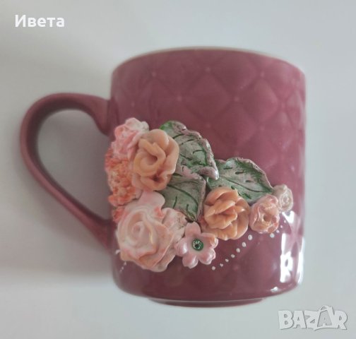 Чаши декорирани с полимерна глина , снимка 4 - Ръчно изработени сувенири - 39839462