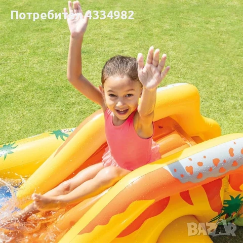 Детски надуваем басейн с пързалка Intex 57444NP Dinosaur Play Center 4в1 Надуваем център, снимка 2 - Басейни и аксесоари - 51138473