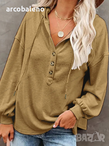 Дамско горнище с качулка Ежедневен свободен едноцветен суичър, 4цвята , снимка 14 - Суичъри - 44793379