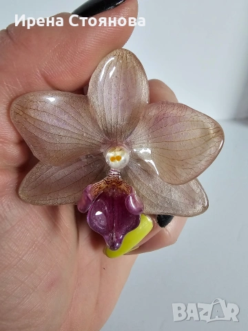 🌼"Орхидейна свежест" 🌼„Винтидж пръстен с истинска орхидея в епоксидна смола – уникално ръчно бижу“, снимка 6 - Пръстени - 53870085