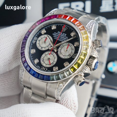 Mъжки часовник Rolex Daytona Cosmograph Rainbow Silver с автоматичен механизъм, снимка 6 - Мъжки - 41876350