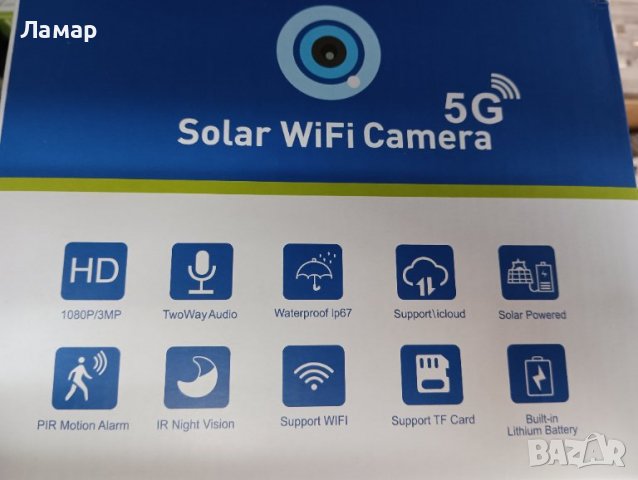 Соларна безжична въртяща се водоустойчива камера WI FI 5MP проследяване на движение LED осветяване, снимка 8 - IP камери - 37859368