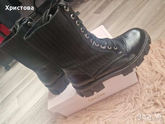 Черни боти кожа и плат - 40,00лв.