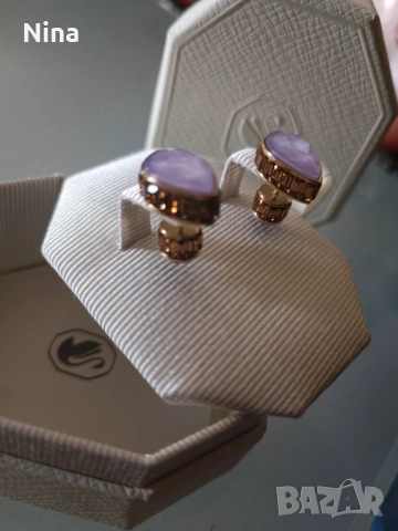 Обици с кристали Swarovski , снимка 4 - Обеци - 53811773