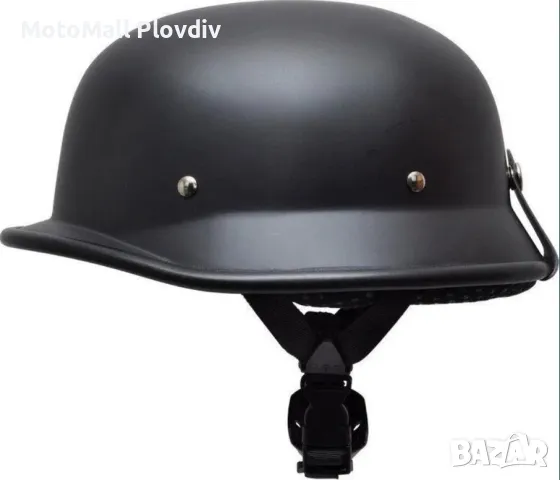 Ретро каска хитлерка нова черна гланц мат нова чопър рокер, снимка 2 - Аксесоари и консумативи - 49169318
