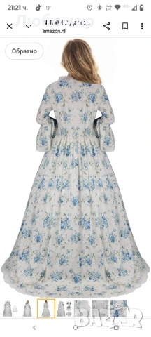 NUWIND Дамска рококо готическа викторианска рокля, костюм, ретро флорален принт, ренесансов

L, снимка 6 - Рокли - 50578288