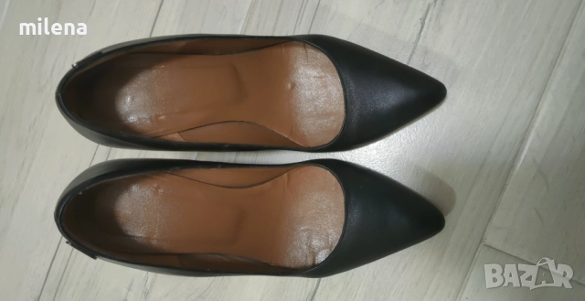 Черни обувки на ток естествен кожа