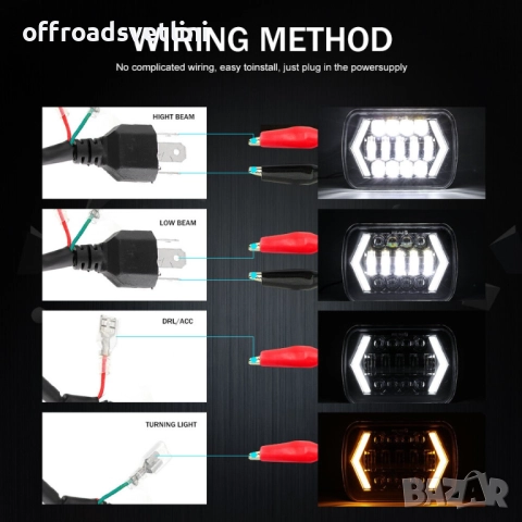 LED Фарове 200W 20x14 см за Jeep Wrangler YJ и Cherokee XJ Daihatsu, снимка 3 - Аксесоари и консумативи - 52406357