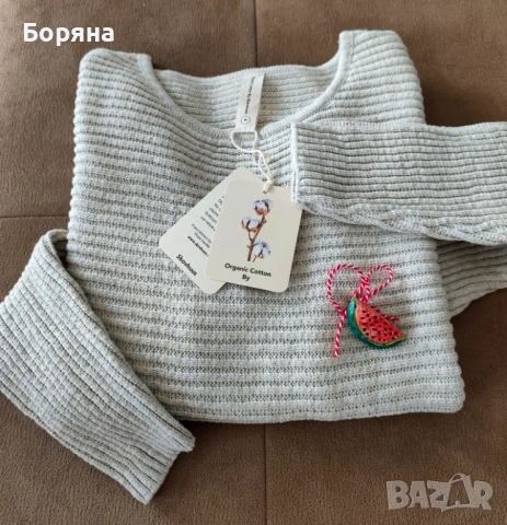 Skovhuus нов пуловер от 100% органичен памук с брошка