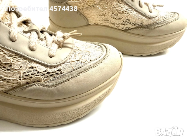 Оригинални Кожени Кецове Daris с Дантела Бежови, снимка 10 - Кецове - 52794378