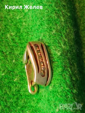 СТАРА СКЪПОЦЕННА СРЕБЪРНА ОБЕЦА СРЕБРО 925 с АНГЛИЙСКА ЗАКОПЧАЛКА и ФАСЕТИРАНИ ЦИРКОНИ 38684, снимка 4 - Обеци - 41741501