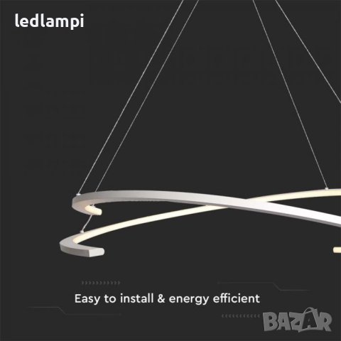 LED Полилей 48W Бял Димиране Топло Бяла Светлина, снимка 4 - Полилеи - 41381134