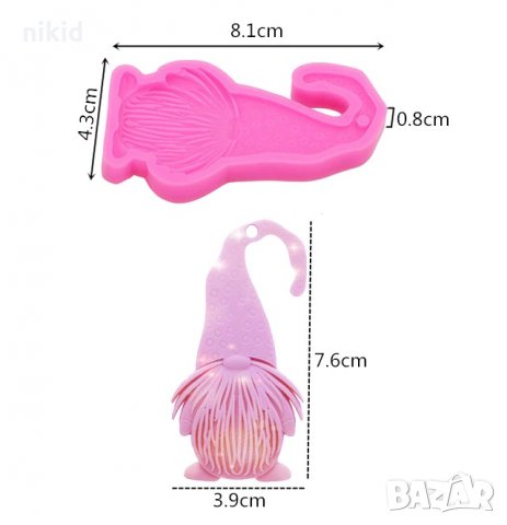 2 вида Джудже гном със шапка плосък силиконов молд форма фондан шоколад смола гипс, снимка 3 - Форми - 32318038