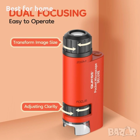 Джобен мини малък микроскоп, ръчен микроскоп с LED осветление и увеличение 60x-120x, снимка 2 - Друга електроника - 53573031