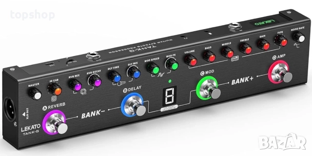 Чисто нов LEKATO Мултифункционален китарен ефект / педал с 36 пресета, редактируеми 4 модула...