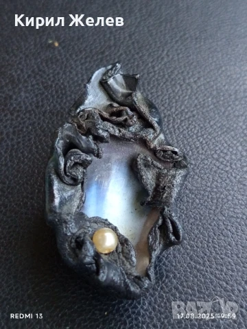 Арт брошка ръчна изработка с перла много красива 27023, снимка 4 - Други - 51395751