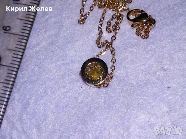 ИЗЯЩНО ПОЗЛАТЕНО КОЛИЕ със СКЪПОЦЕНЕН МЕДАЛЬОН ИСКРЯЩ ФАСЕТИРАН ХРИЗОЛИТ 38641, снимка 9 - Колиета, медальони, синджири - 41622896