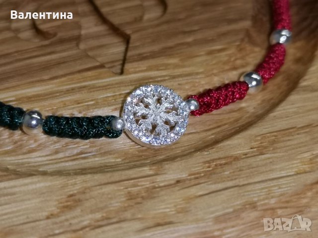 Дамска коледна сребърна гривна със снежинка, снимка 3 - Гривни - 34828409