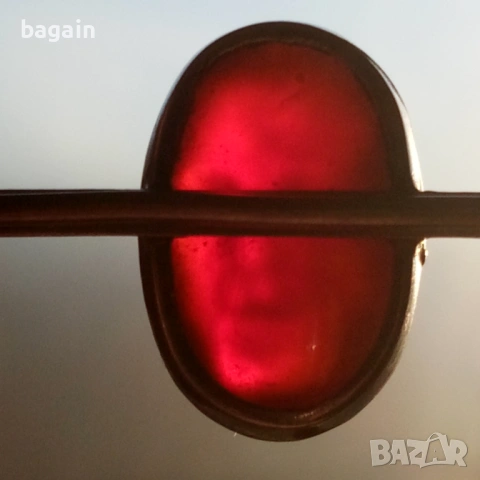 Мусолини, камея, карнеол, сребро. Брошка., снимка 6 - Антикварни и старинни предмети - 53104527