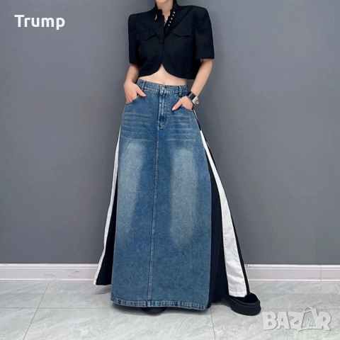 Пола, екстравагантна, комбинация деним с шушляк, снимка 2 - Поли - 52285564