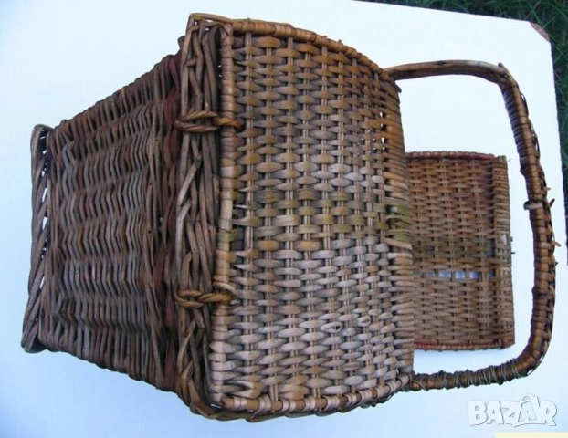 РЕТРО Българска Дървена Плетена КОШНИЦА за Пикник 52x35x48 см Кошник с Капаци НРБ Декорация БАРТЕР, снимка 6 - Антикварни и старинни предмети - 52022964