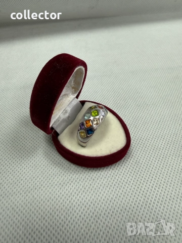 Сребърен пръстен с полускъпоценни камъни. №7765