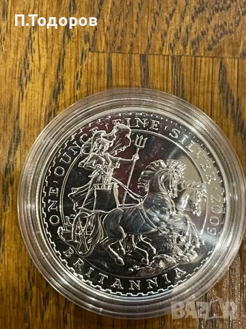Сребро 1 oz Британия 2009, снимка 3 - Нумизматика и бонистика - 56251158