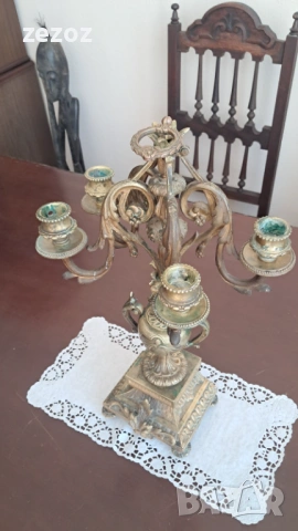 Свещник месинг Ар Нуво, снимка 4 - Декорация за дома - 53681928