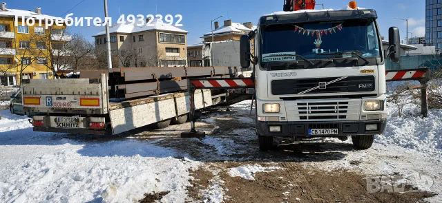 Бордови камион с кран под наем Volvo FM12 380 до 10t, снимка 2 - Индустриална техника - 55843294