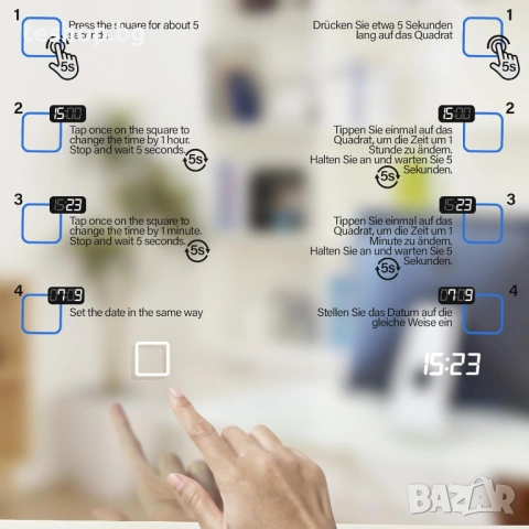 LED огледало за баня Aquamarin 80 x 60 см, A++, с тъч сензор, анти-пара, снимка 4 - Огледала - 53050623