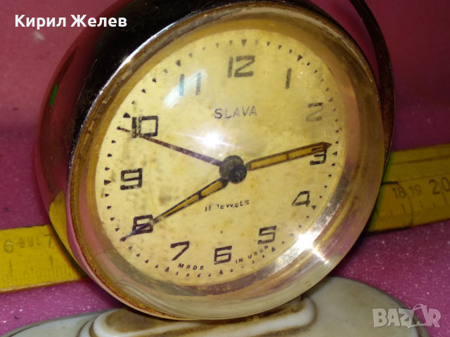 SLAVA MADE in USSR СЛАВА ГЛОБУС Стар РЯДЪК КОЛЕКЦИОНЕРСКИ РУСКИ БУДИЛНИК МЕХ. ЧАСОВНИК СССР 35271, снимка 10 - Антикварни и старинни предмети - 44545319