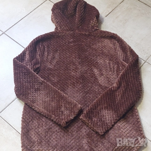 Дамска плюшена блуза с качулка , снимка 3 - Блузи с дълъг ръкав и пуловери - 52341584