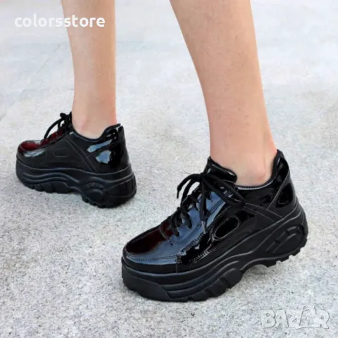 Кецове на платформа - черен лак - MTL99