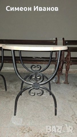 Мраморна маса от ковано желязо, снимка 2 - Маси - 53350275