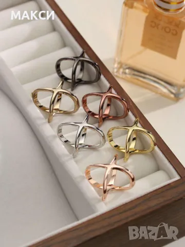 Красива елегантна катарама с кръстосани пръстени за шал 6 бр комплект различни цветове от цинкова сп