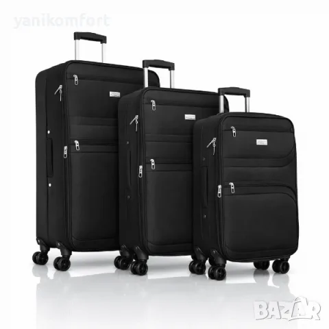 Комплект текстилни куфари 3 в 1 (20″, 24″, 28″) с 4 двойни колела и разширител, снимка 4 - Куфари - 56194817