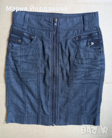 Къса черна дънкова пола Sia Mia, XS, снимка 2 - Поли - 44687356