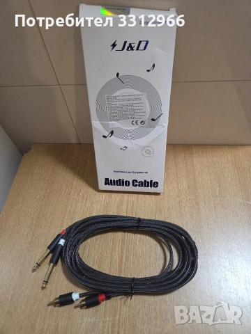 Чисто нов аудио кабел J&D с черна оплетка., снимка 2 - Други - 53685908