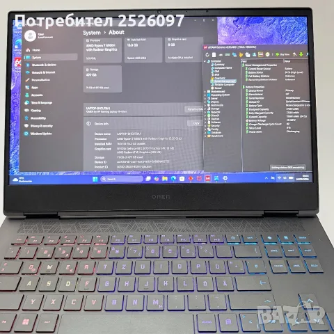 HP Omen 16/144Hz/Ryzen 7 6800H/RTX 3070 Ti/16GB DDR5/512GB NVMe/RGB, снимка 10 - Лаптопи за игри - 56018418