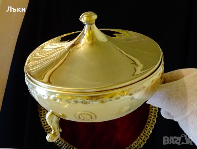 Бронзов съд с капак и лъвски лапи,кутия за бижута. , снимка 3 - Антикварни и старинни предмети - 40253250