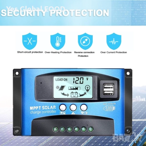 Y&H 40A MPPT контролер за соларни панели 12/24V с LCD, снимка 7 - Друга електроника - 52414370