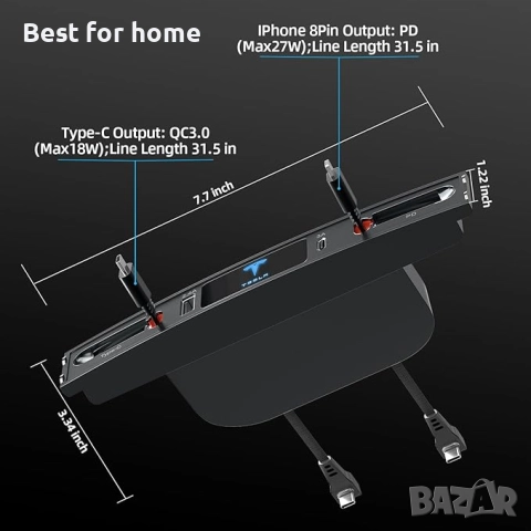 USB хъб, докинг станция с 4 порта за зареждане  за Tesla Model 3, Model Y 2021, 2022 и 2023, снимка 5 - Аксесоари и консумативи - 51473557