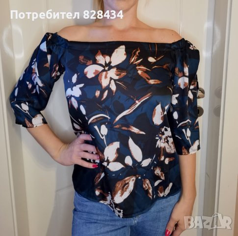 Свободна блуза с паднало рамо, снимка 1 - Блузи с дълъг ръкав и пуловери - 38729120