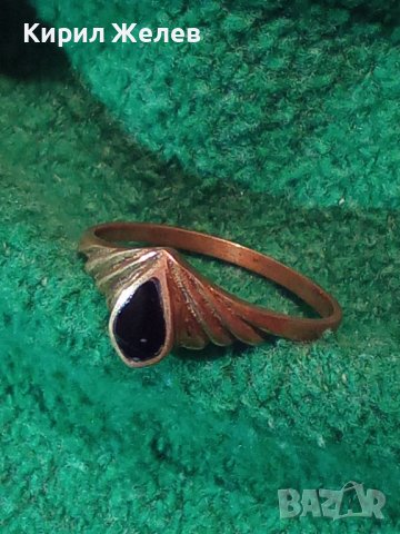 СТАРИНЕН БРОНЗОВ АРТ НУВО ПРЪСТЕН с ЧЕРЕН ОНИКС МАЙСТОРСКА ИЗРАБОТКА РЕТРО ВИНТИДЖ БИЖУ 7193, снимка 2 - Антикварни и старинни предмети - 34839784
