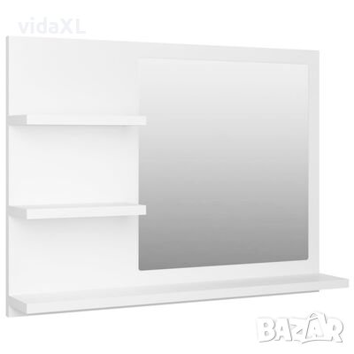 vidaXL Огледало за баня, бяло, 60x10,5x45 см, ПДЧ(SKU:805006, снимка 1