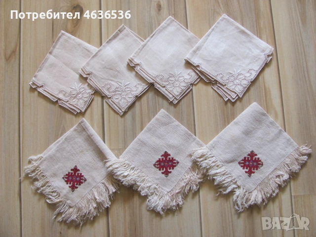 Ръчно изработени салфетки ,лен , бродерия,шопски мотиви