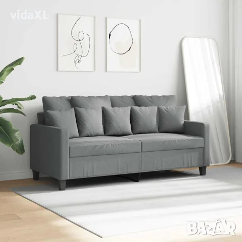 vidaXL 2-местен диван, светлосив, 140 см, плат, снимка 3 - Дивани и мека мебел - 56147293
