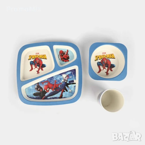 Детски комплект за хранене Bamboo Fibre kids set Spider Man 5 части прибори за хранене Спайдър Мен, снимка 3 - Прибори за хранене, готвене и сервиране - 51203473